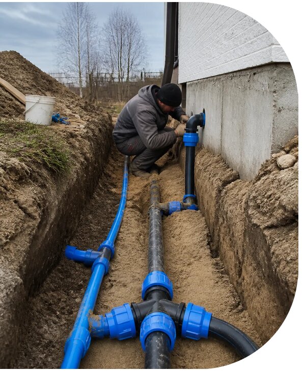 Монтаж наружного водопровода на участке под ключ в Волгограде